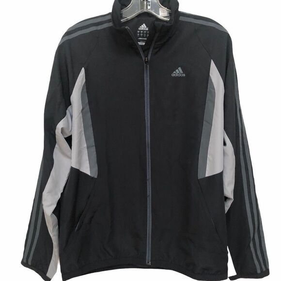 ADIDAS TRACK JACKET, BLACK/GRAY  S - Picture 1 of 4